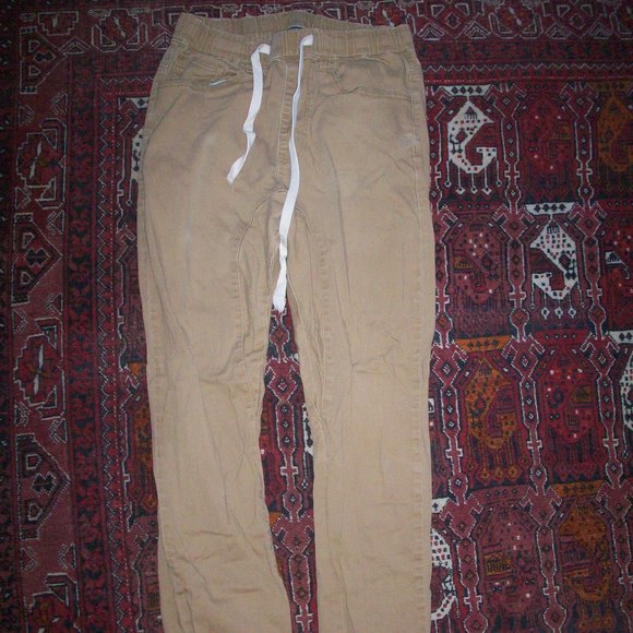 Men's Casual Twill Stretch Jogger Pants Elastic Draw String 28/28 by Victorious - Picture 2 of 12